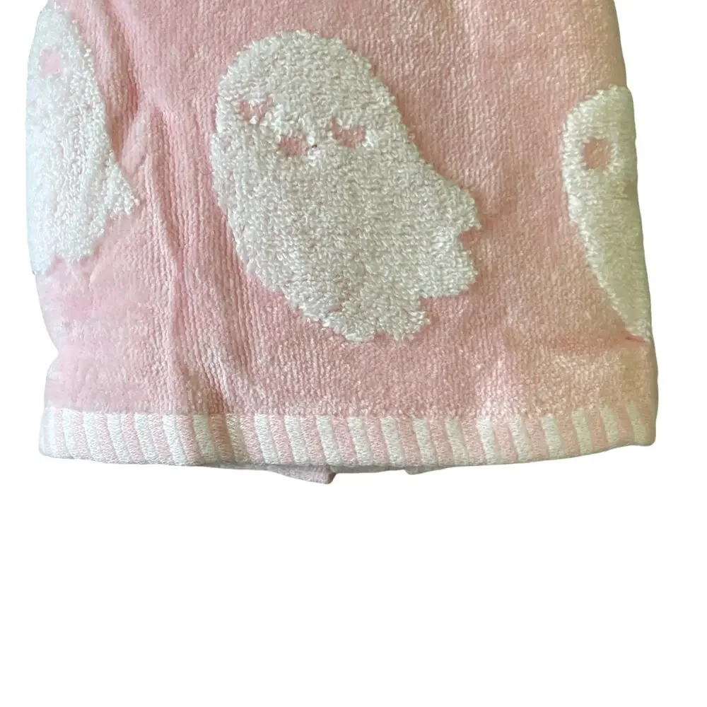 Caro Home Halloween Ghost Hand Towels 18x28 Plush Pink & White Set of 2 New